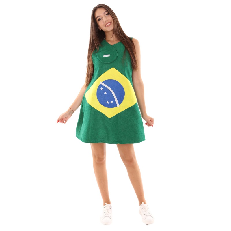 Women's Brazil Flag Trolls Dress Costume | Patriotic Fancy Costume