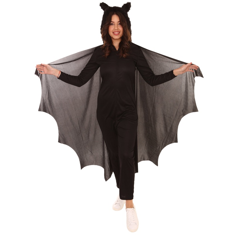 Women's Cozy Bat Jumpsuit | Black Halloween Costume