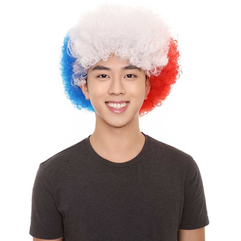 Chile Sport Afro Fun Wig | Super Size Blue White Red Wig