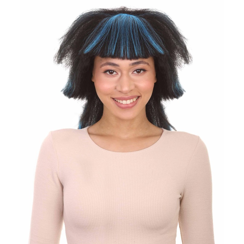 Egyptian Stepped Layers Bob Wig | Blue & Black Halloween hair | Premium Breathable Capless Cap