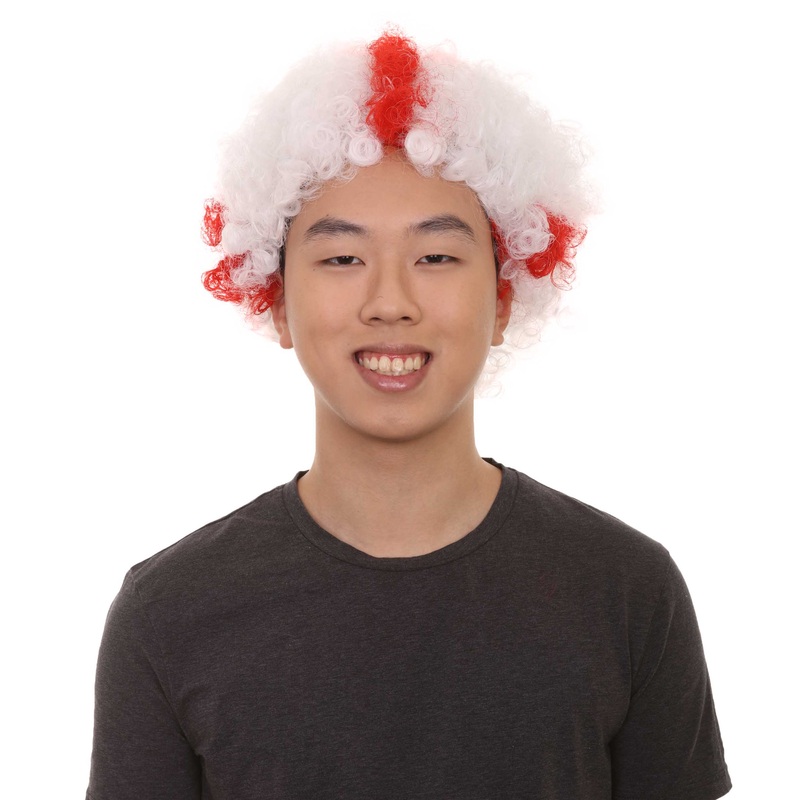 England Sport Afro Fun Wig | Red White Jumbo Wig