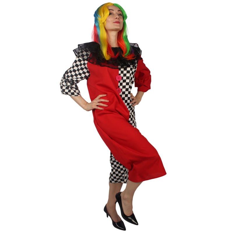 Women's Naughty Clown Jumpsuit Costume | Multi Halloween Costume