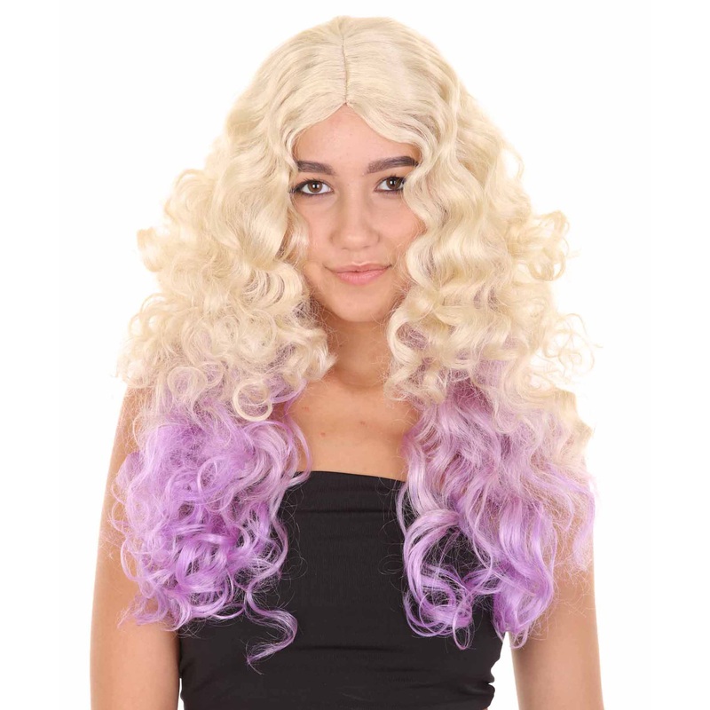 Descendants 2 Mal Wig | Blond Purple TV/Movie Halloween Wig | Premium Breathable Capless Cap
