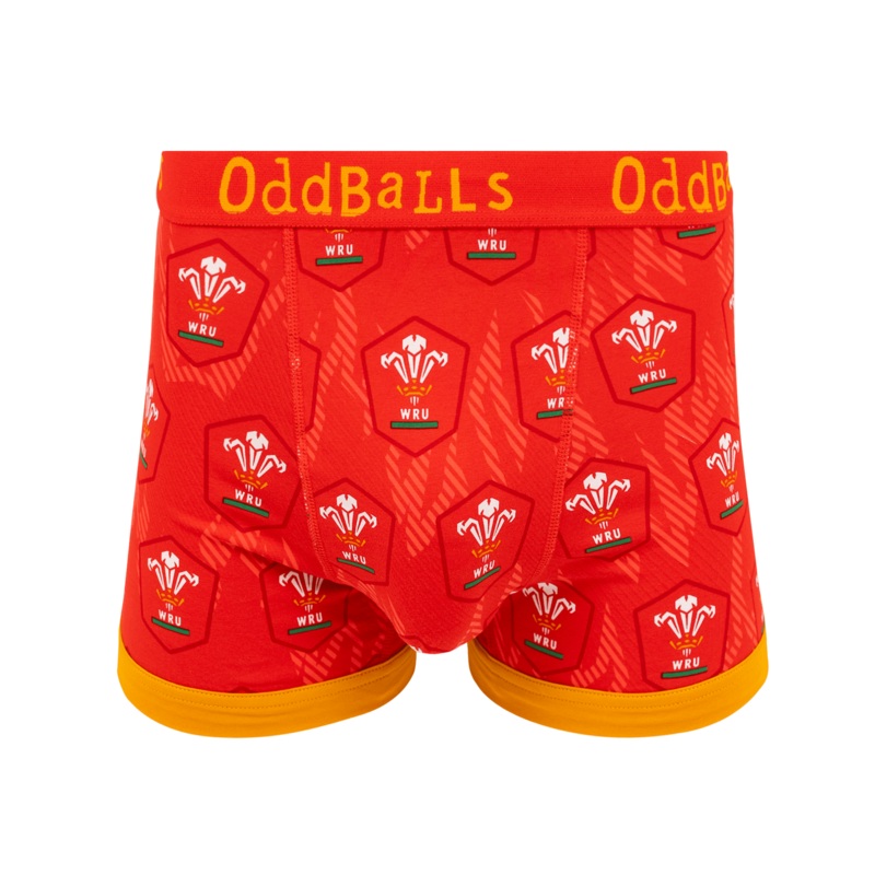 Welsh Rugby Union Flames - Mens Cotton Boxer Shorts