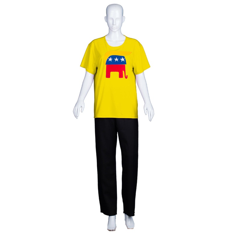 Women's Elephant President Hair Style T-shirt Costume | Yellow Halloween Costume