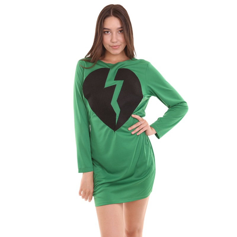 Women's My Heart Is Broken Costume | Dk. Green Fancy Costume