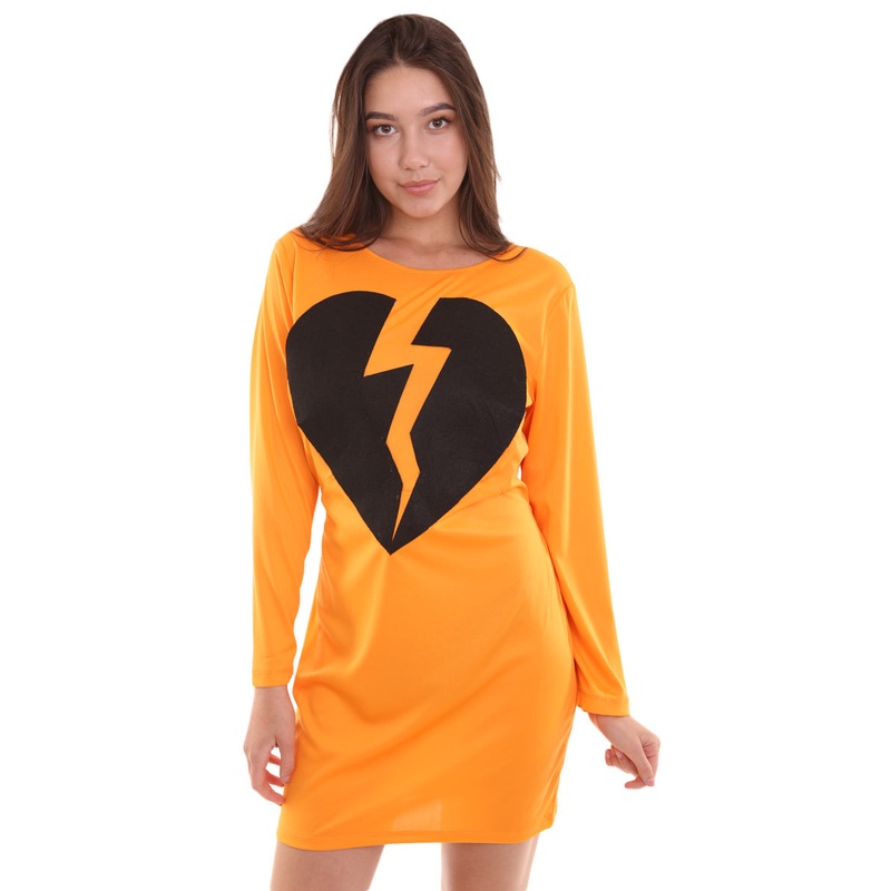 Women's My Heart Is Broken Dress Costume | Orange Fancy Costume