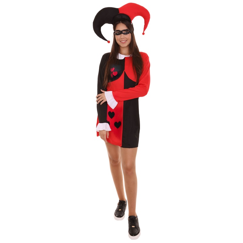 Women's Hearts Poker Costume | Black and Red Fancy Costume.