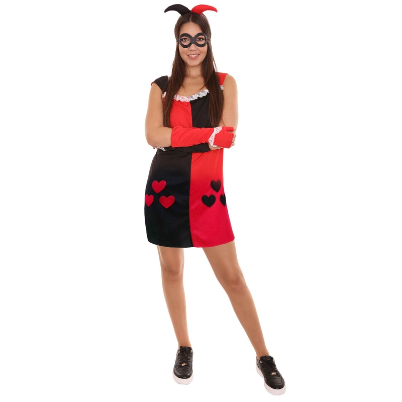 Women's Quinn Hearts Poker Dress Costume | Black and Red Fancy Costume.