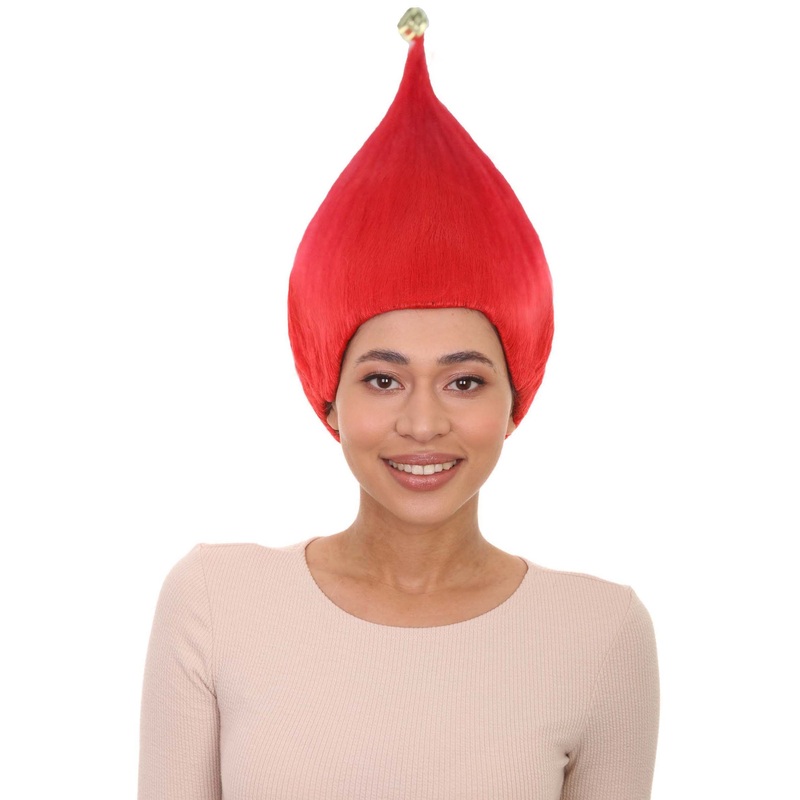 Bright Red Santa's helper  Wig w/ Bell | Christmas Wigs | Premium Breathable Capless Cap