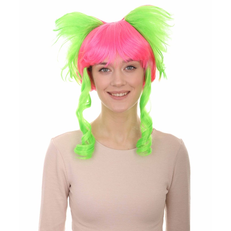 Circus Sweetie Clown Women's Wig | Ping Green Party Event Ready Fancy  Halloween Wigs | Premium Breathable Capless Cap
