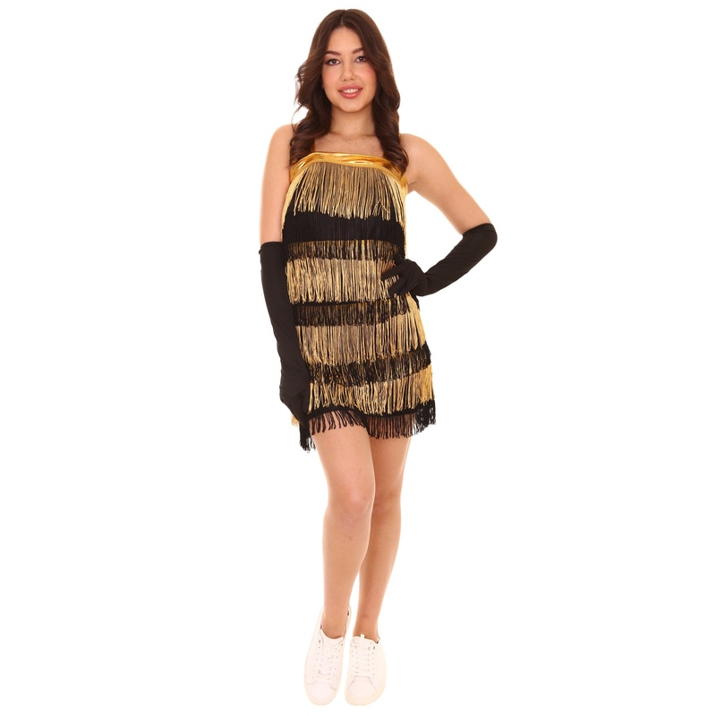 Women's 20's Fringe Flapper Costume | Gold Color Fancy Costume