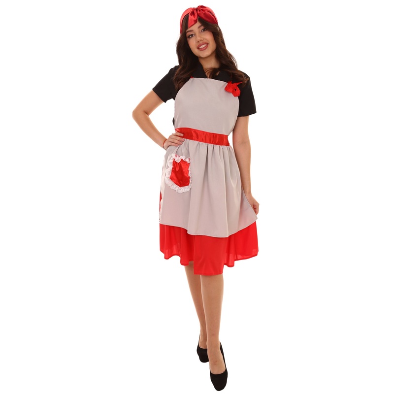 Women's 50's Housewife 4 Pc Historical Costume | Multi Color Fancy Costume