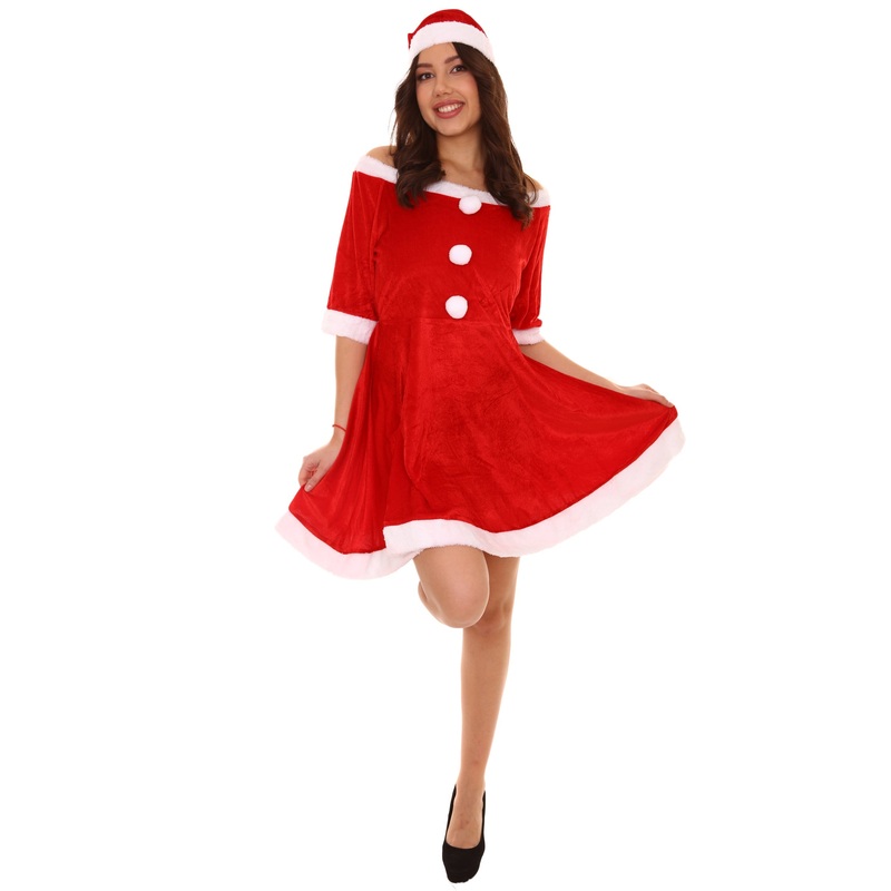 Women's Cute Santa Claus Xmas Dress Costume | Red Fancy