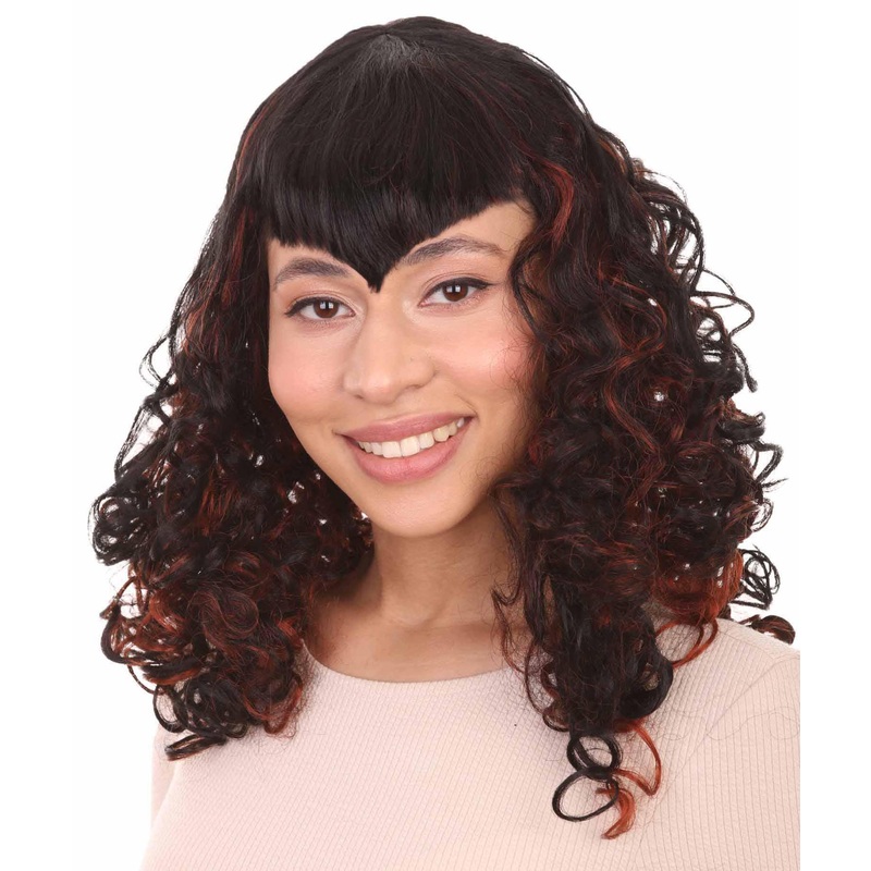 Womens Passion Wig | Long Curly Black Party Ready Halloween Wig | Premium Breathable Capless Cap