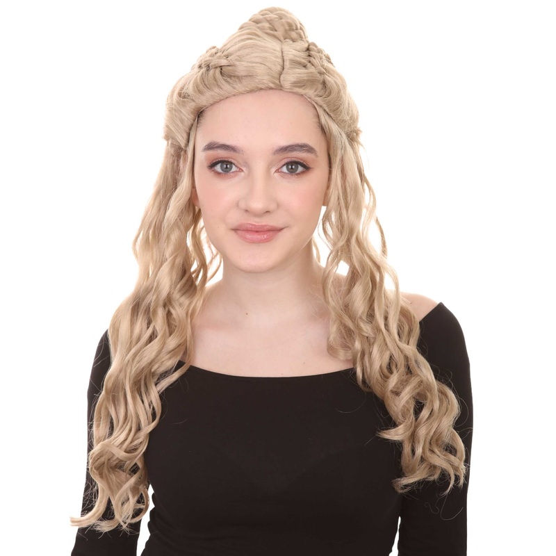 Womens Queen Wig , Blonde Fancy Wig , Premium Breathable Capless Cap