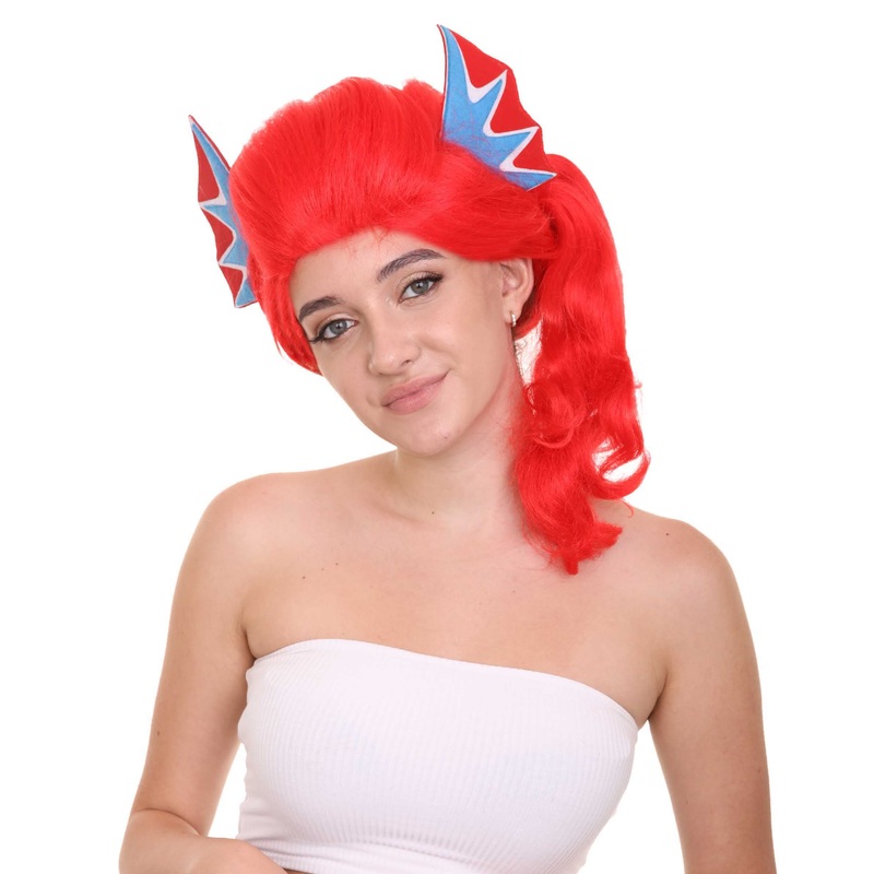 Womens Robot with Ears Wig , Red Sexy Halloween Wig , Premium Breathable Capless Cap