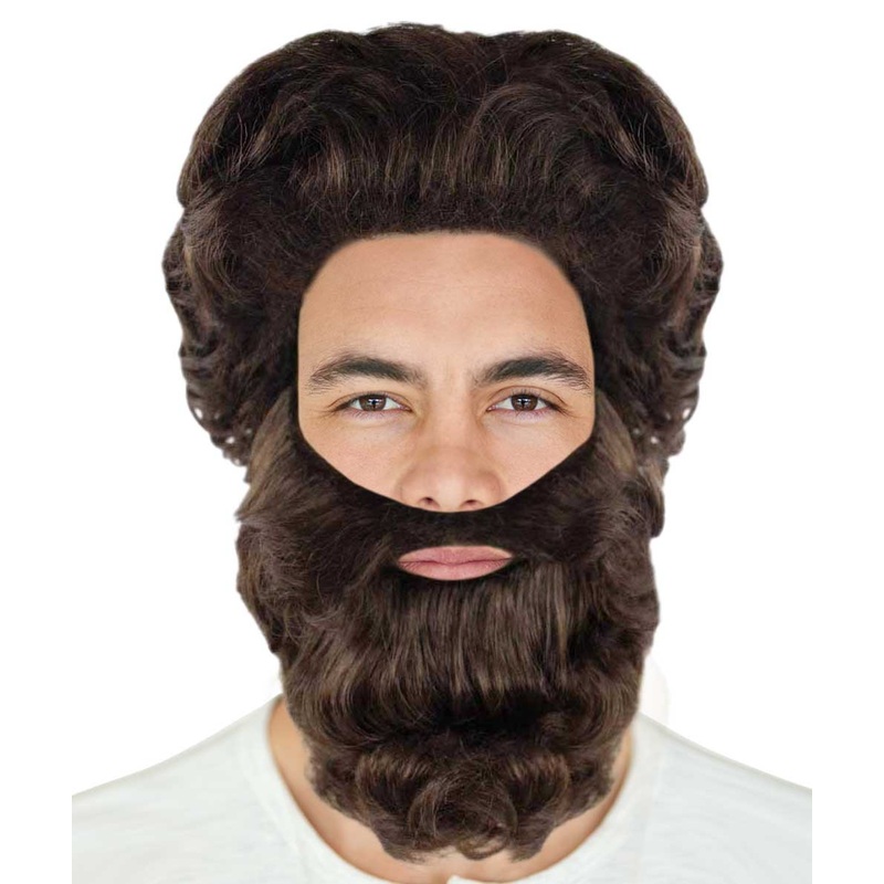 Brown Pirate Mens Wig and Beard Set | Halloween Wig | Premium Breathable Capless Cap