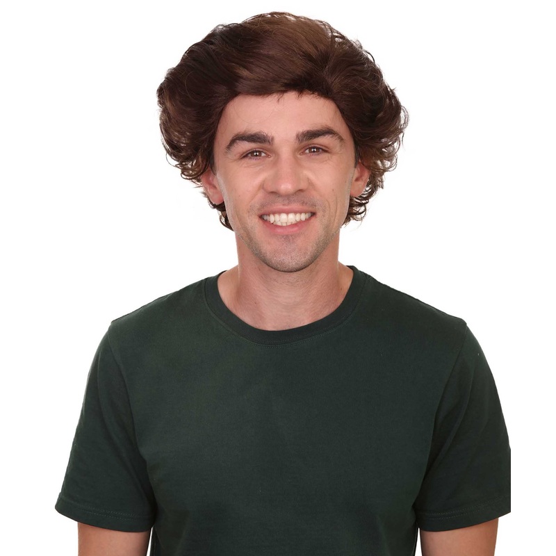 Curly Brown Men's Wig | Halloween Wig | Premium Breathable Capless Cap