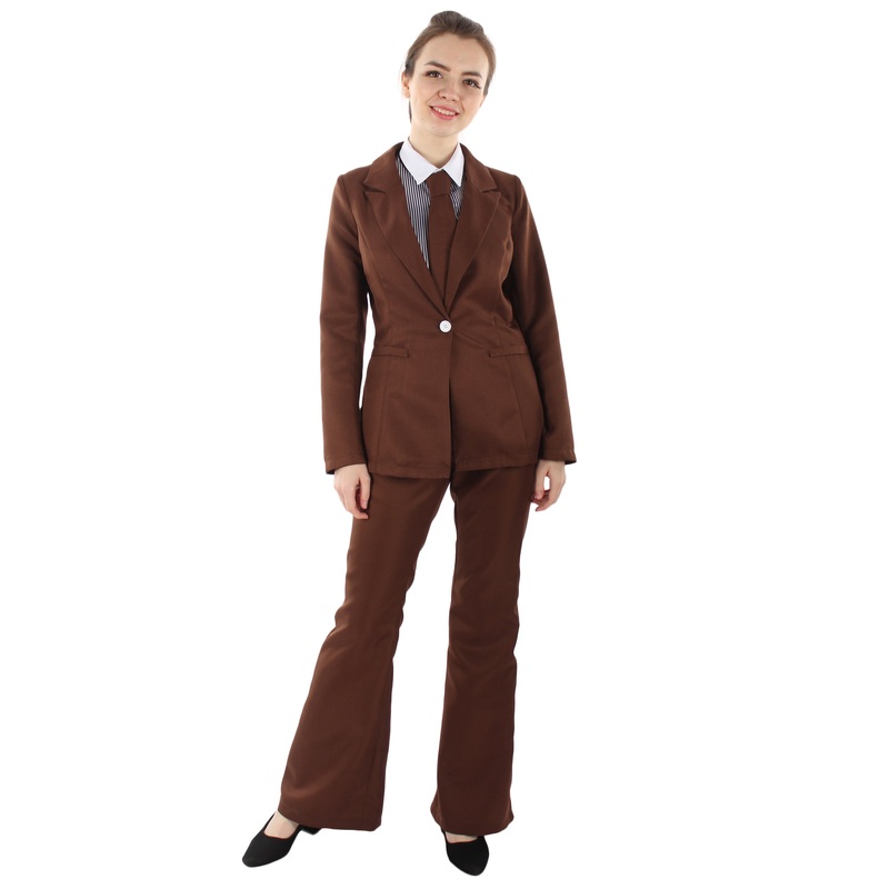 Women's Deluxe Slim Party Suit Costume | Dark Brown Fancy Costume.