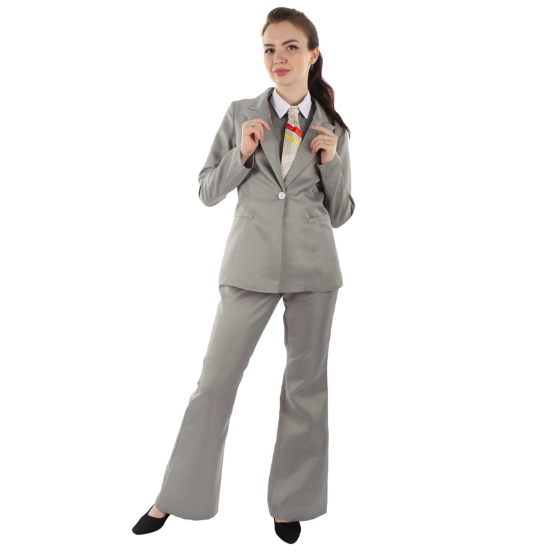 Women's EXCLUSIVE! Deluxe  Singer Party Suit Costume | Grey Fancy Costume