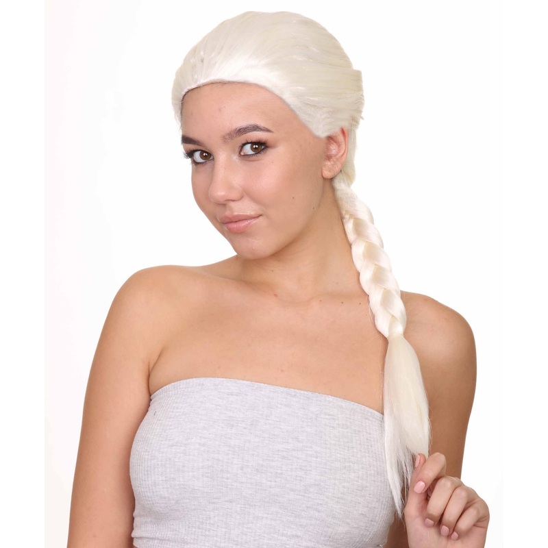 Womens Princess Wig | Traditional Braided White Royal Wig | Premium Breathable Capless Cap