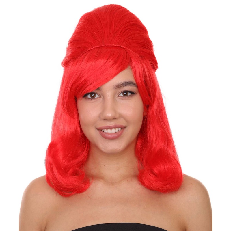 60's Bouffant Womens Wig | Red Vintage Wig | Premium Breathable Capless Cap