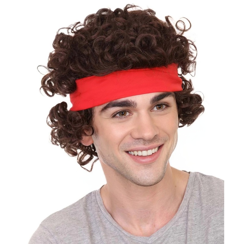80's Tennis Player John Men's Wig | Chocolate Brown Sport Halloween Wig | Premium Breathable Capless Cap