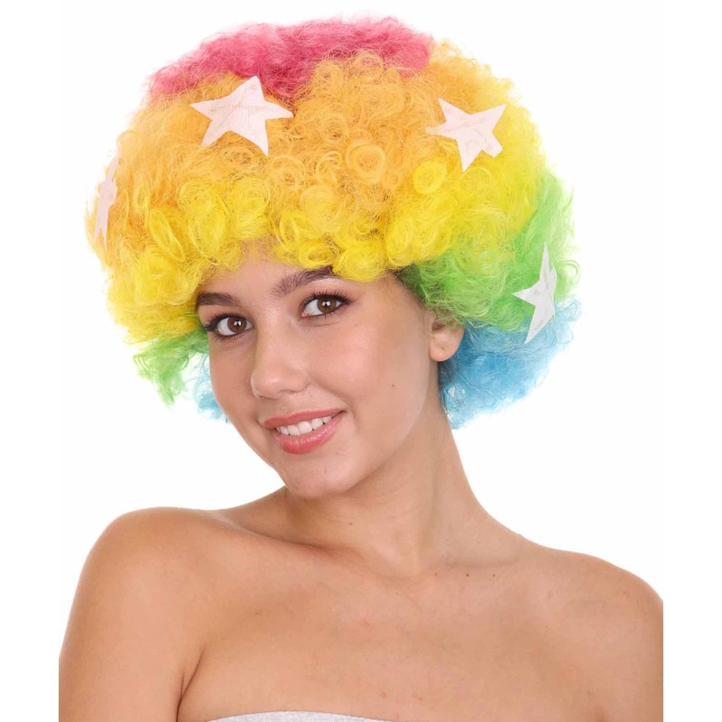 Afro Unisex Wig , Jumbo Multi Color Fancy Halloween Wig , Premium Breathable Capless Cap