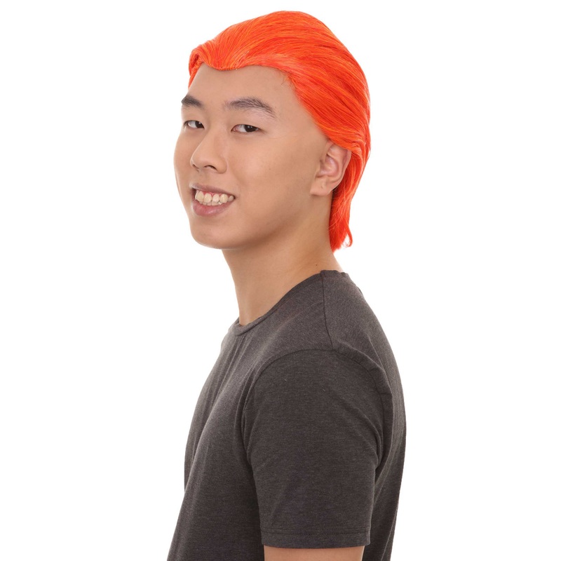 All Back Orange Mens Wig | Fancy Halloween Wig | Premium Breathable Capless Cap