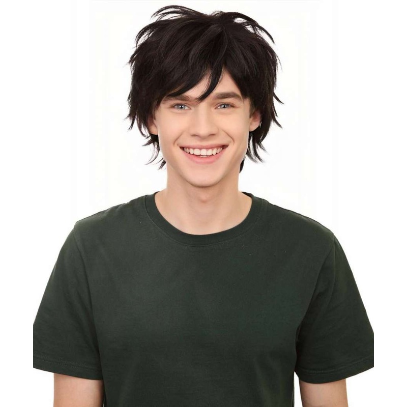 Animation Hero Wig | Black Fancy Halloween Wig | Premium Breathable Capless Cap