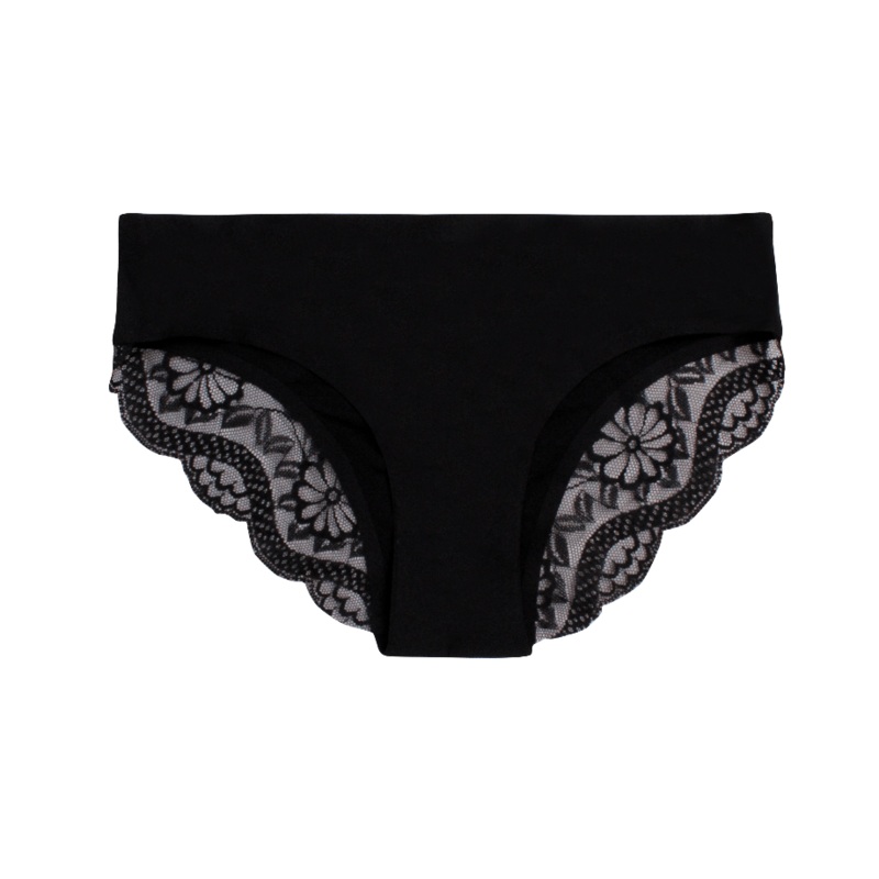 Black with Lace - Seamless Brazilian Briefs