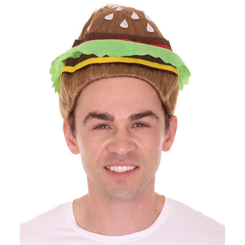 Burger Unisex Wig | Food Theme Fancy Halloween Wig | Premium Breathable Capless Cap