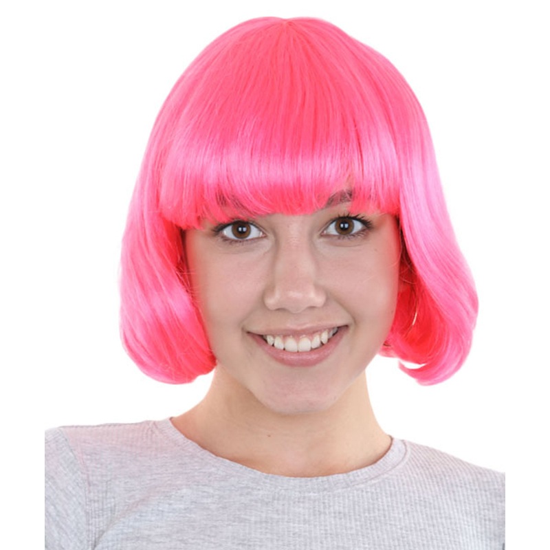 Womens Pink Lady Bob Wig | Modern Bob Medium Halloween Wig | Premium Breathable Capless Cap