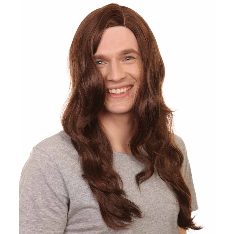 80's Rocker Men's Hair| Historical Brown Fancy Halloween Wig | Premium Breathable Capless Cap