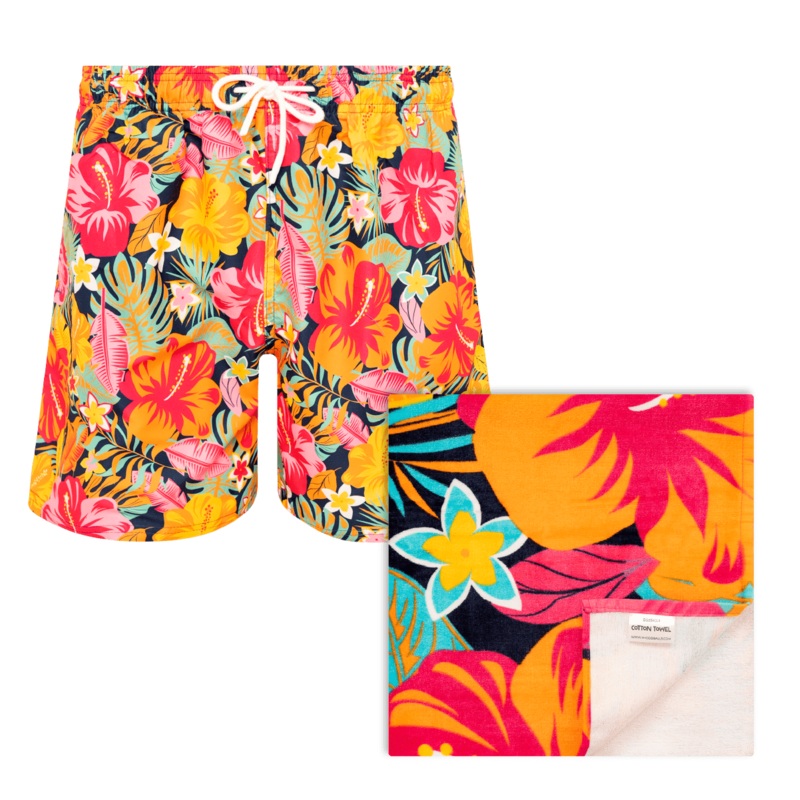 Hibiscus - Swim Shorts & Cotton Towel Bundle