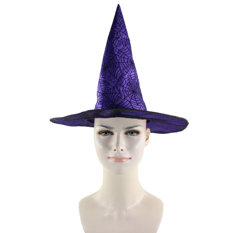 Purple & Black Spider Web Witch Hat