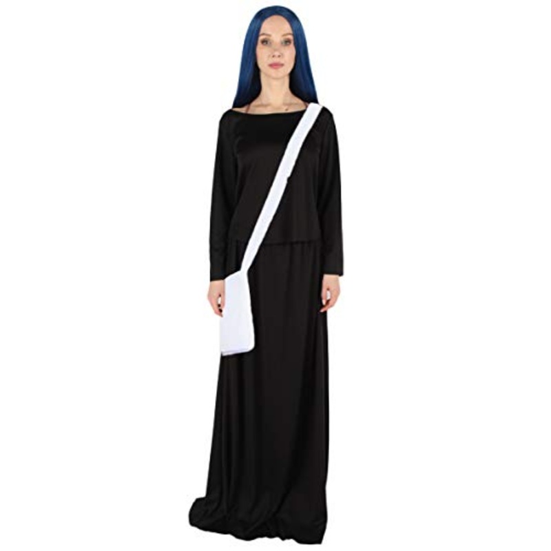 Women's Dress Handmaid Costume with Bag and Bonnet | Black Fancy Costume