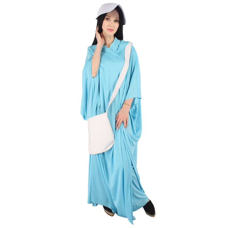 Women's  Robe Handmaid Costume with Bag and Bonnet| Lt Blue Fancy Costume
