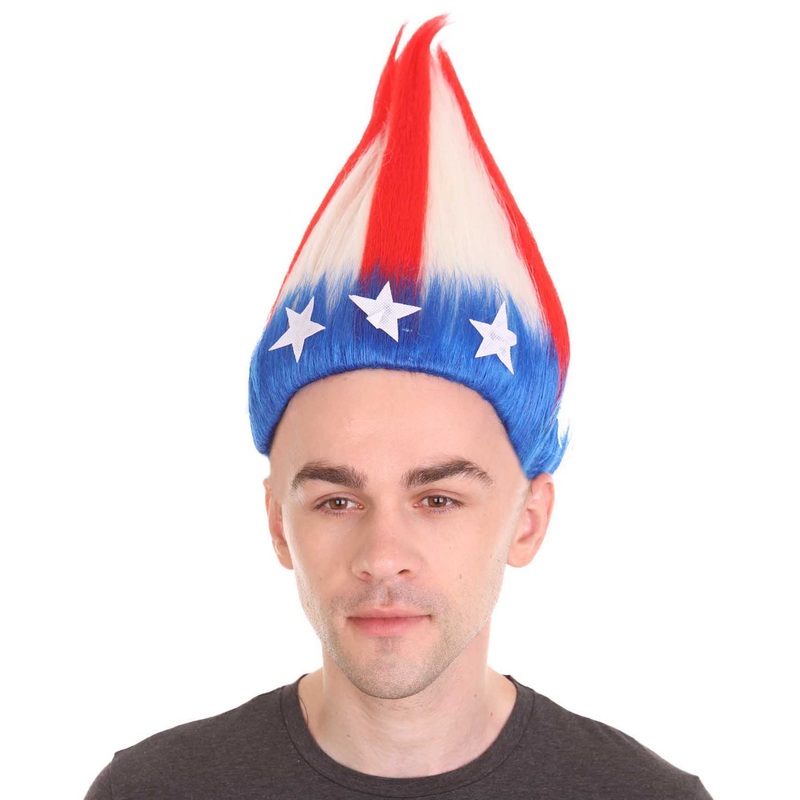 American Stripes Troll Wig | Flag Fancy Halloween Wig | Premium Breathable Capless Cap