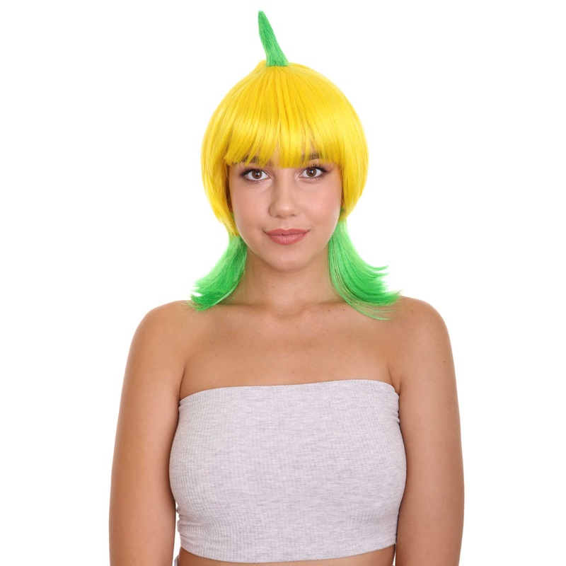 Banana Queen Womens Wig | Yellow Green Bob Halloween Wig | Premium Breathable Capless Cap