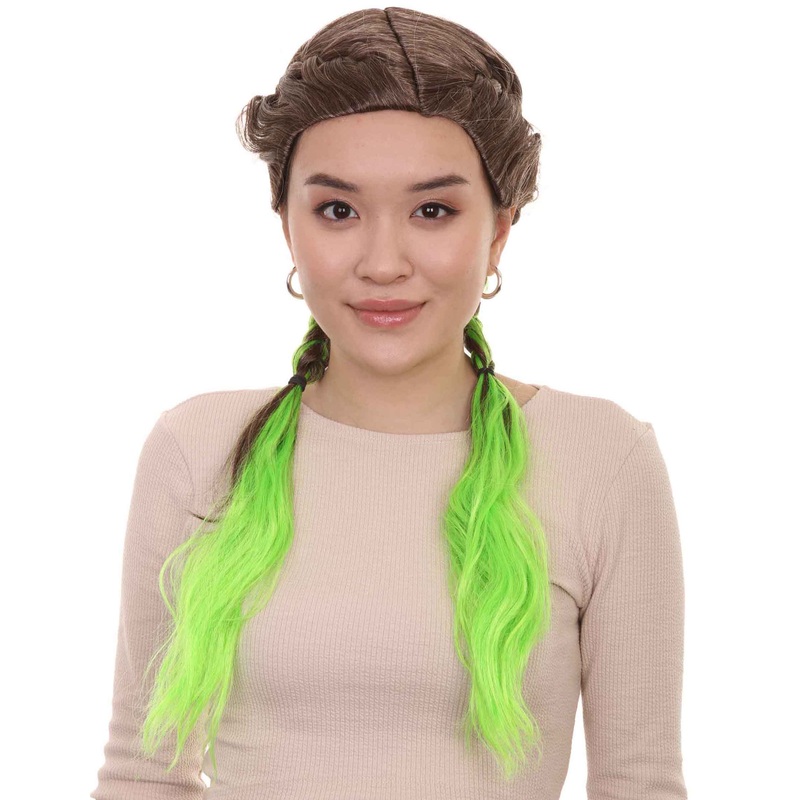 Braided Womens Wig | Brown Green Halloween Wig | Premium Breathable Capless Cap