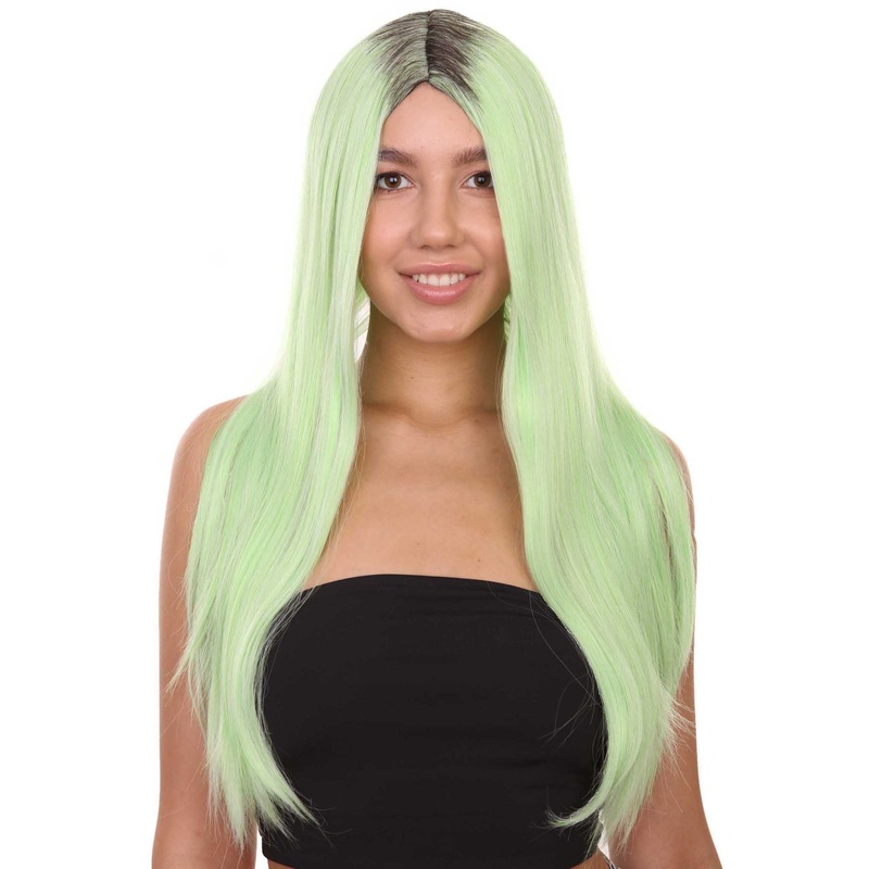 Celebrity Womens Wig | Ombre Green Long Wig | Premium Breathable Capless Cap