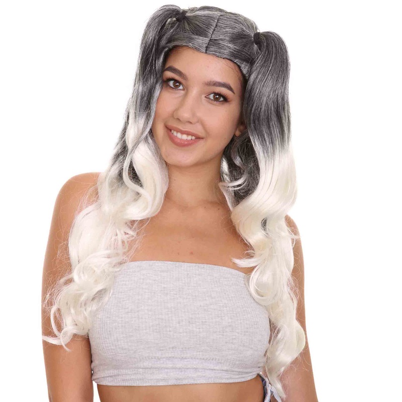 Dolly Womens Wig | Black/White Two-Toned Wig | Premium Breathable Capless Cap