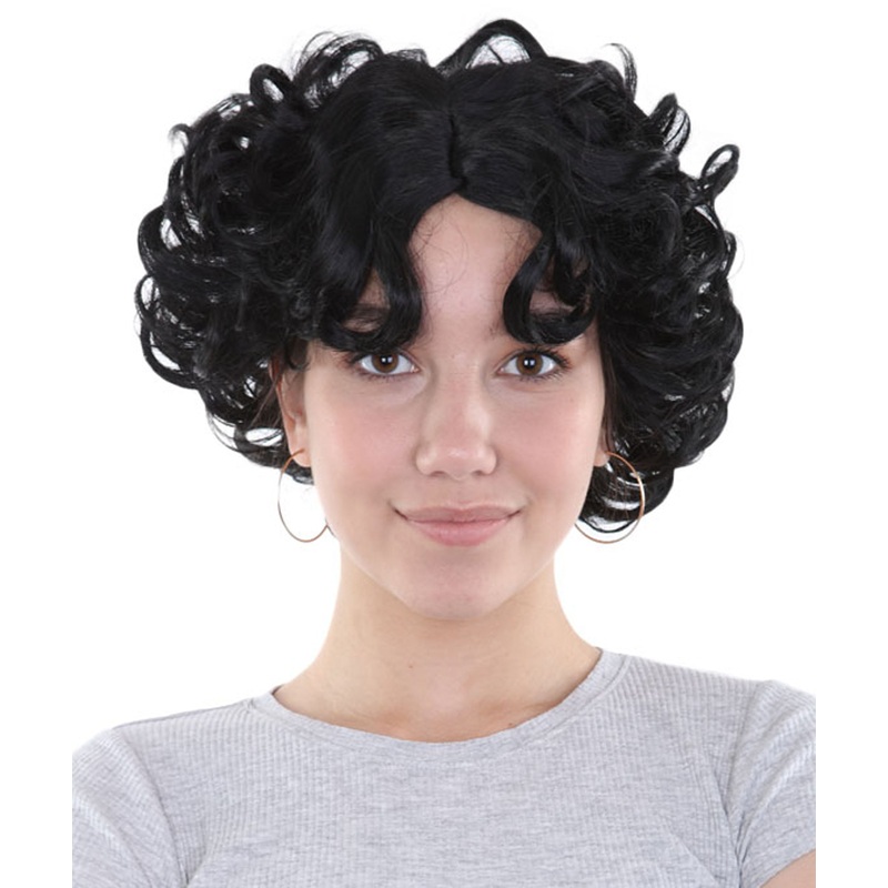 Womens Stylish Wig | Black Short Curly TV/Movie Wig | Premium Breathable Capless Cap
