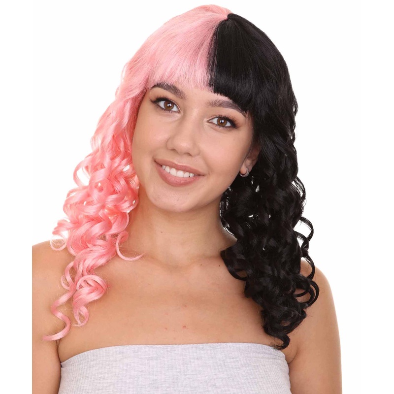 Womens Wavy Wig | Black & Pink Celebrity Wig | Premium Breathable Capless Cap