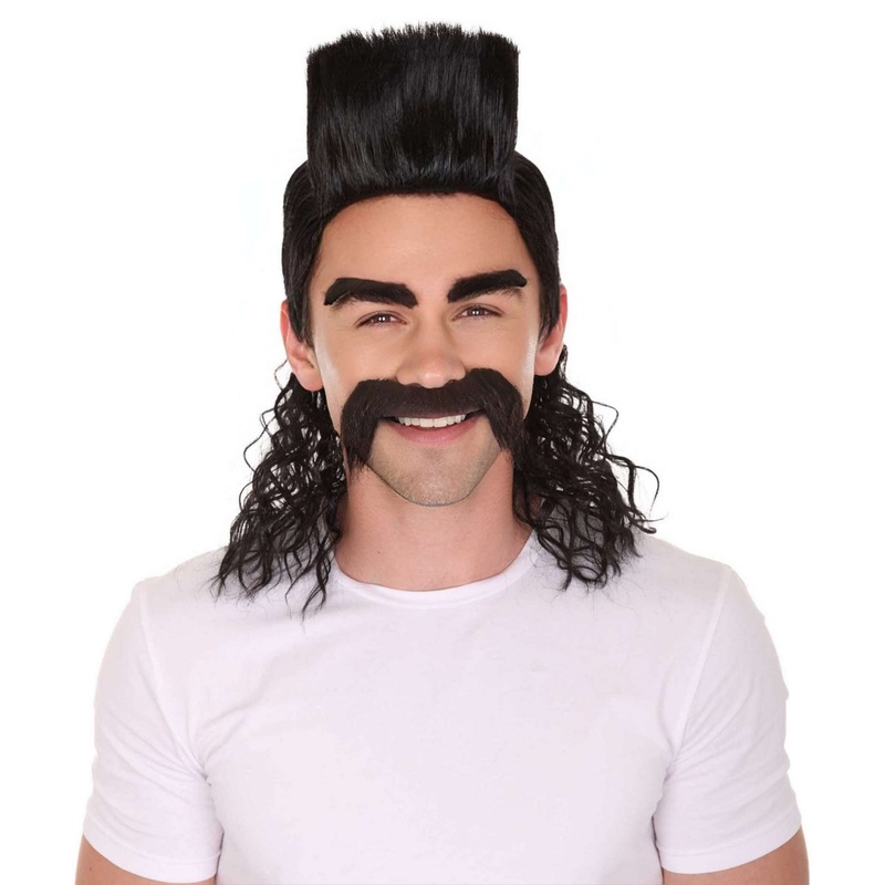 Animated Movie Supervillain Long Wig with Eyebrows & Mustache| Best for Halloween|  Flame-retardant Synthetic Fiber