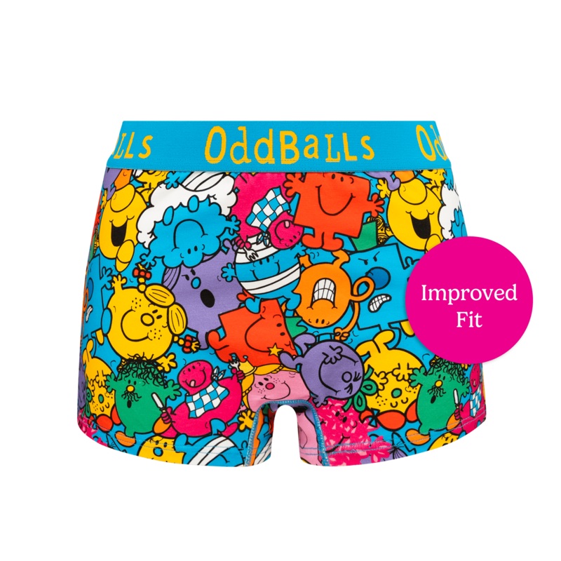 Mr Men Multi - Ladies Boxers|Size 6|Size 8|Size 10|Size 12|Size 14|Size 16|Size 18|Size 20