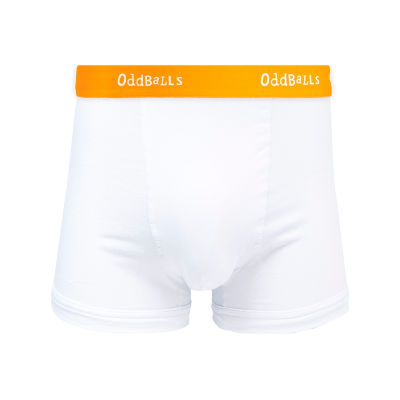 White & Tangerine - Mens Cotton Boxer Shorts