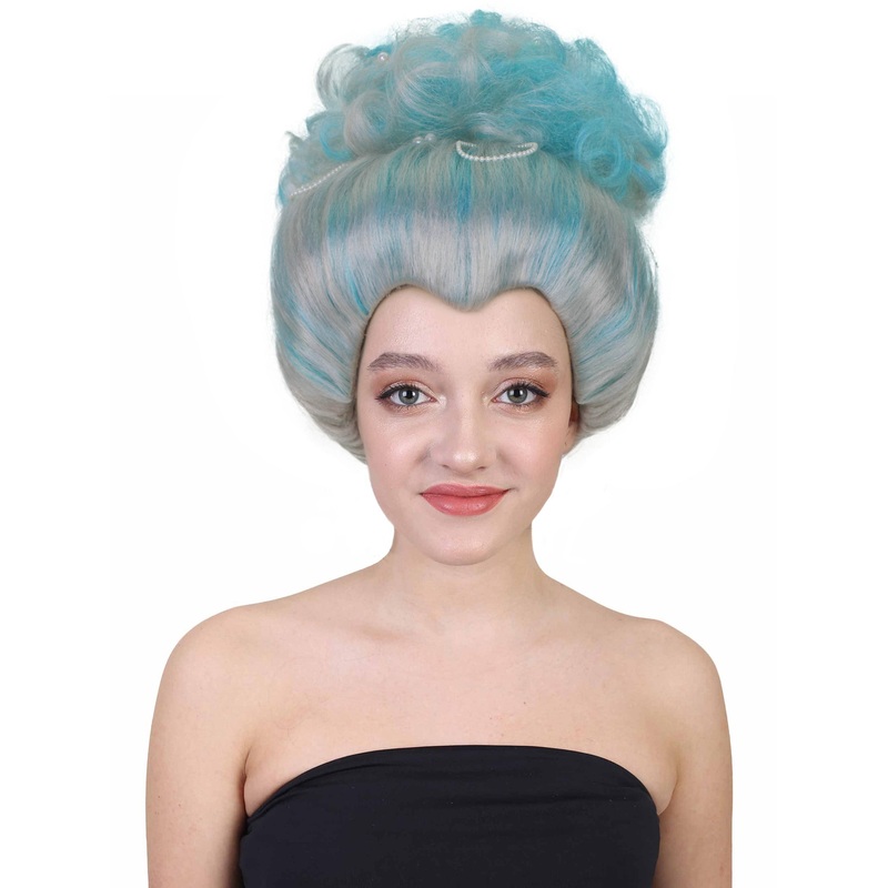 Adult Women's 18th Century Pearl  Blue Baroque Marie Wig| Perfect for Halloween| Flame-retardant Synthetic Fiber